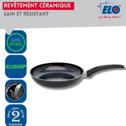 Set Poêle 28 cm céramique sans PFAS et couvercle Elo Prima Cucina