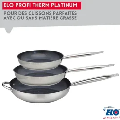 Set Poêle 32 cm céramique sans PFAS et couvercle Profi Therm Platinum Elo