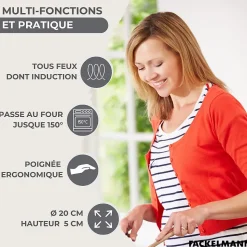 Set poêle 20 cm en inox et 6 ustensiles Fackelmann Geneva