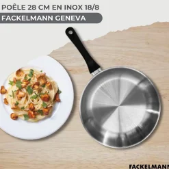 Set poêle 28 cm en inox et 6 ustensiles Fackelmann Geneva