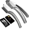 Set Presse ail en acier inoxydable avec 2 accessoires,Pour pâte d'ail grossière et fine (pas besoin d éplucher)