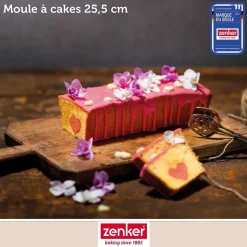 Set pâtisserie avec moule à cake acier 25 cm, 2 bols à mixer, verre mesureur et spatule Zenker