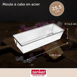 Set pâtisserie avec moule à cake acier 25 cm, 2 bols à mixer, verre mesureur et spatule Zenker