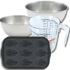 Set pâtisserie avec moule 9 madeleines 28 x 18 cm en silicone, 2 bols à mixer, verre mesureur et spatule Zenker