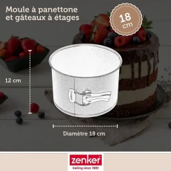 Set pâtisserie avec moule à panettone 18 cm à charnière, 2 bols à mixer, verre mesureur et spatule Zenker