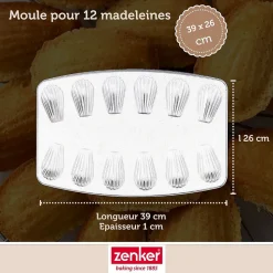 Set pâtisserie avec moule à 12 madeleines, 2 bols à mixer, verre mesureur et spatule Zenker