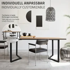 Set 2x pieds de table forme arrow en V acier noir mat style moderne 60 x 72 cm