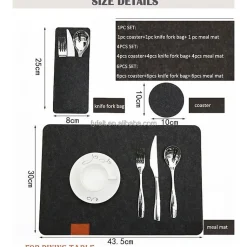 Sets de table et sous verres en feutre 3 pièces Herzberg HG04203