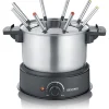 SEVERIN FO2473 Fondue électrique 8 personnes avec caquelon inox amovible, Inclus : Protection anti-projections et 8 fourchettes