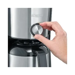 SEVERIN KA4845 Cafetiere filtre TypeSwitch isotherme, Sélecteur d'arôme, 8 tasses, Capacité : 1 L, Puissance: 1 000 W, Inox/Noir