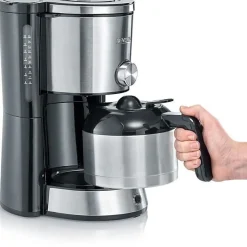 SEVERIN KA4845 Cafetiere filtre TypeSwitch isotherme, Sélecteur d'arôme, 8 tasses, Capacité : 1 L, Puissance: 1 000 W, Inox/Noir
