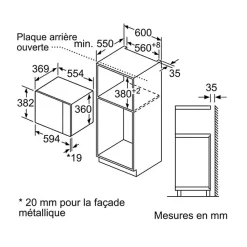 Siemens Micro-ondes encastrable 25l 1450w noir - BE555LMB1