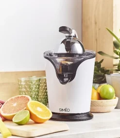 SIMEO Presse agrumes bras articulé 2 cônes filtre - Blanc