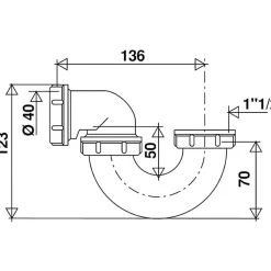 Siphon de baignoire orientable - 1'1/2 - Diamètre 40 mm - Valentin