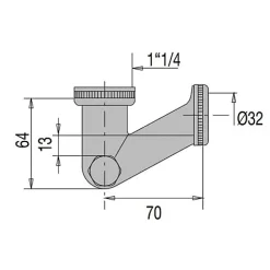 Siphon de lavabo en 'V' laiton chromé avec bouchon chromé D32mm - VALENTIN - 00 161300 000 00