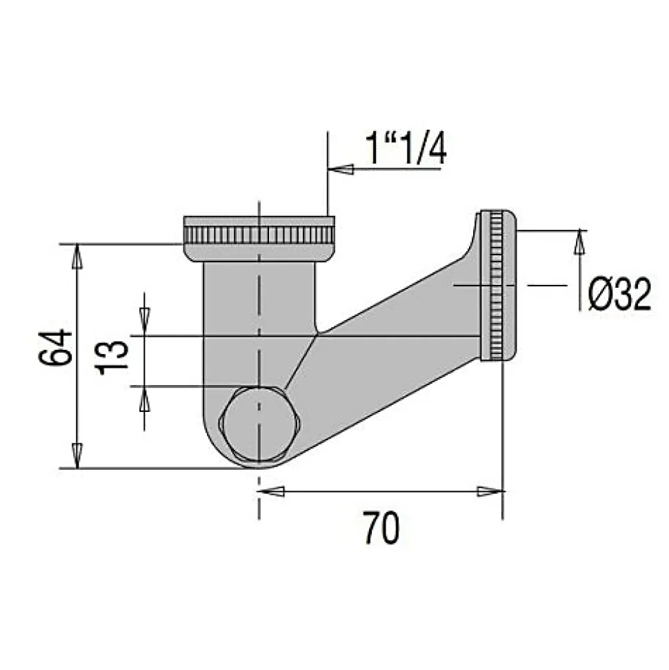 Siphon de lavabo en 'V' laiton chromé avec bouchon chromé D32mm - VALENTIN - 00 161300 000 00