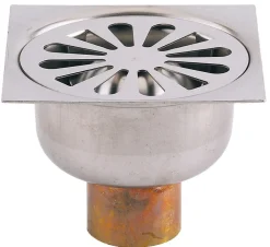 Siphon de sol grille inox sortie verticale 100x100mm D90mm - VALENTIN - 00 460200 000 00