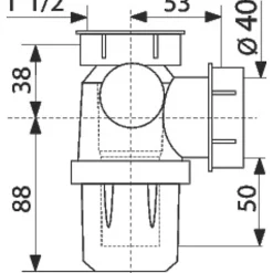 Siphon d'évier à culot blanc - 1'1/2 - Diamètre 40 mm - Valentin