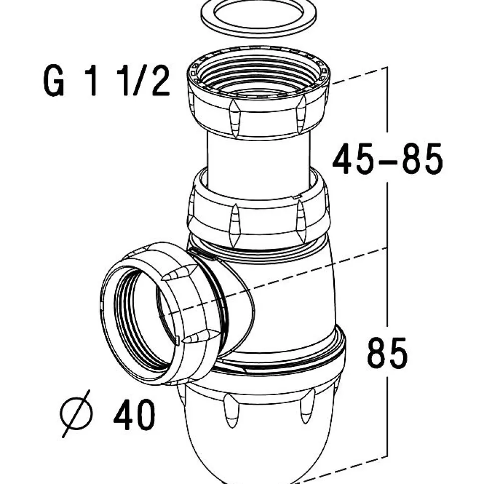 Siphon d'évier - NICOLL - Polypropylène recyclé - F1'1/2 - Diamètre 40 mm