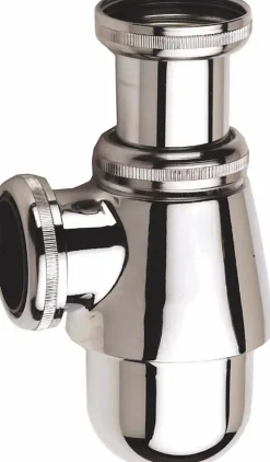 Siphon laiton - Diamètre entrée: 32 mm - Diamètre sortie: 32 mm -Garde d'eau : 50 mm - Hauteur réglable : 133- 204 mm