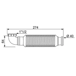 Siphon pour évier - WIRQUIN - Longueur 274 mm - Diamètre 40 mm