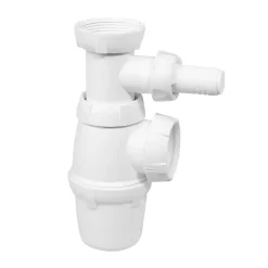 Siphon réglable blanc 40mm avec raccord pour lave-vaisselle ou machine à laver Wirquin