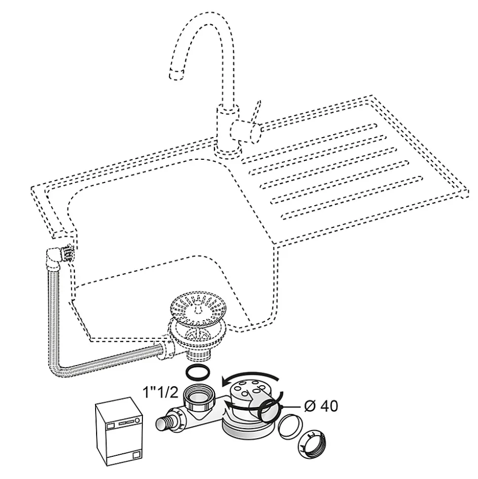 Siphon réglable blanc 40mm extra-plat Wirquin