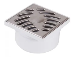 Siphonnette de sol PVC 100x100 - SIPHONNETTE D.40/50 GRILLE INOX 10X10