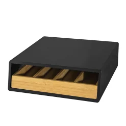 SoBuy Boîte à thé en bois avec tiroir en bambou, rangement pour sachets de thé ou capsules