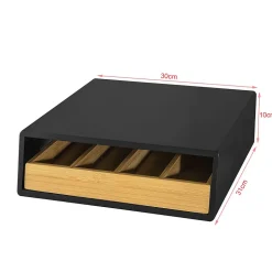 SoBuy Boîte à thé en bois avec tiroir en bambou, rangement pour sachets de thé ou capsules