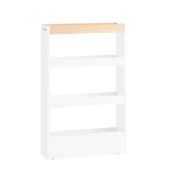 SoBuy Chariot de Rangement 3 Niveaux Étagère avec Roulettes Blanc Bois