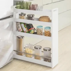 SoBuy Chariot de Rangement 4 Niveaux avec Barres Anti-Chute Blanc