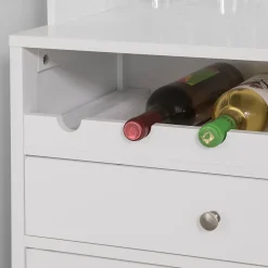 SoBuy Chariot de Rangement 4 Niveaux avec Barres Anti-Chute Blanc