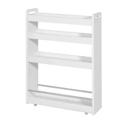 SoBuy Chariot de Rangement 4 Niveaux avec Barres Anti-Chute Blanc