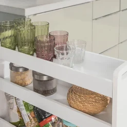 SoBuy Chariot de Rangement 4 Niveaux avec Barres Anti-Chute Blanc