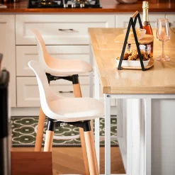 SoBuy Cuisine avec Plan de Travail en Bois, Desserte et Placard 2 Portes 4 Cubes Blanc