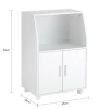 SoBuy Desserte de Cuisine Roulante avec Portes, Étagère Réglable et Compacte pour Micro-Ondes, Blanc