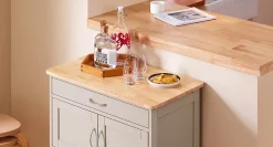 SoBuy Desserte de Cuisine Roulante avec Plan de Travail et Tiroirs, Marron Clair