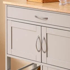 SoBuy Desserte de Cuisine Roulante avec Plan de Travail et Tiroirs, Marron Clair