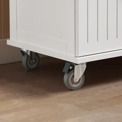 SoBuy Desserte Roulante avec Plateau en Bois, Meuble de Rangement pour Cuisine et Restaurant Blanc