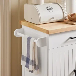 SoBuy Desserte Roulante avec Plateau en Bois, Meuble de Rangement pour Cuisine et Restaurant Blanc