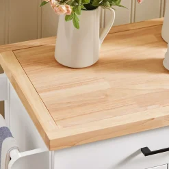 SoBuy Desserte Roulante avec Plateau en Bois, Meuble de Rangement pour Cuisine et Restaurant Blanc