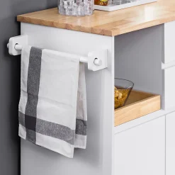 SoBuy Desserte Roulante avec Plateau, 2 Tiroirs et 2 Portes, Blanche