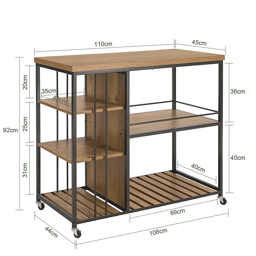 SoBuy Desserte Roulante Industrielle en Acier Stable 110 x 45 x 92 cm