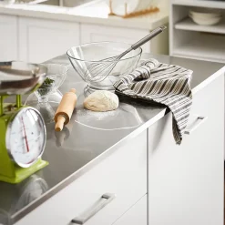 SoBuy Desserte Roulante pour Îlot Central avec Plan de Travail Inox, 1 Tiroir, 120x56x90 cm FKW117-W