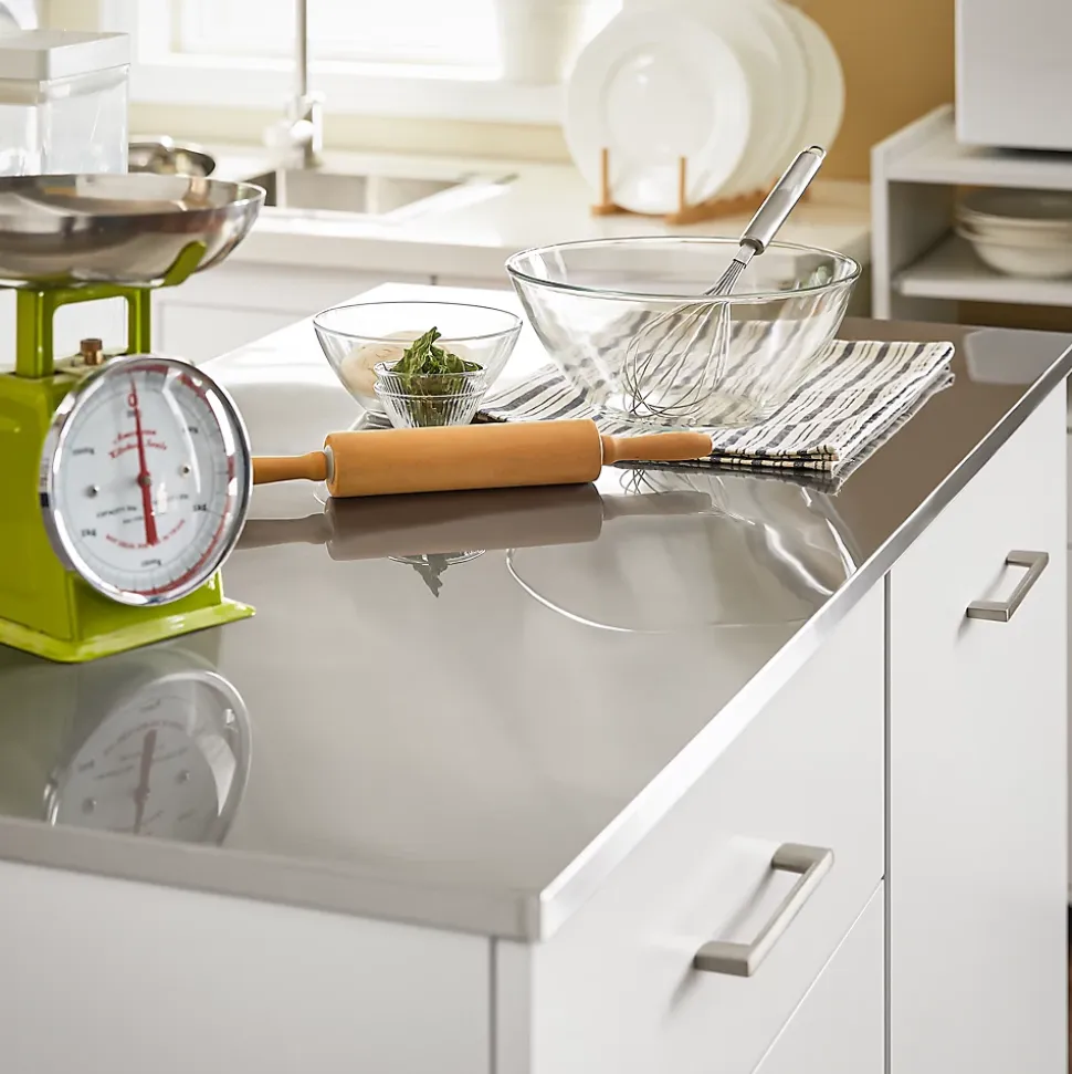 SoBuy Desserte Roulante pour Îlot Central avec Plan de Travail Inox, 1 Tiroir, 120x56x90 cm FKW117-W