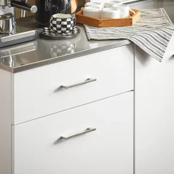 SoBuy Desserte Roulante pour Îlot Central avec Plan de Travail Inox, 1 Tiroir, 120x56x90 cm FKW117-W