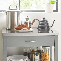 SoBuy FKW22-HG Desserte moderne avec plateau en acier inoxydable, design élégant et fonctionnel, couleur argent