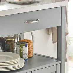 SoBuy FKW22-HG Desserte moderne avec plateau en acier inoxydable, design élégant et fonctionnel, couleur argent