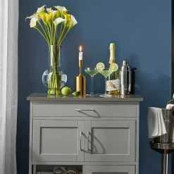 SoBuy FKW45-HG Desserte Roulante de Cuisine avec Armoire de Rangement, Chariot de Service sur Roulettes, Pratique et Fonctionnel